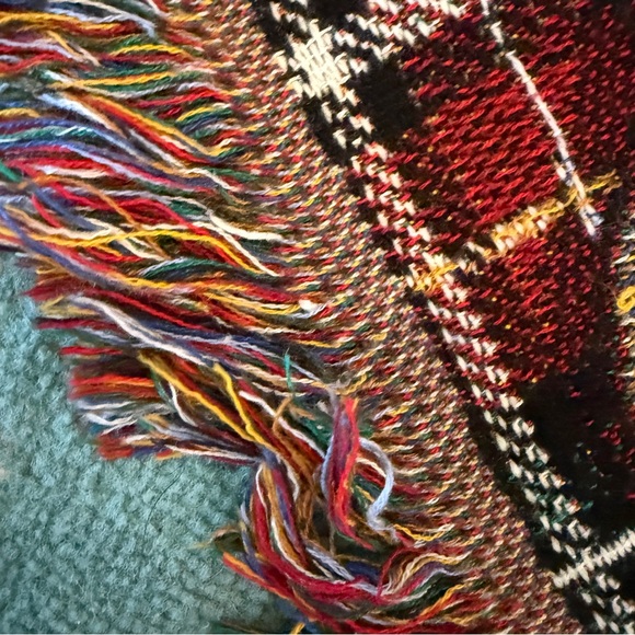 Vintage Teddy Bear Woven Blanket Tapestry Plaid Fringe Throw Cozy Decor - Picture 9 of 13